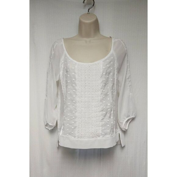 American Eagle Outfitters Flowy 3/4 Sleeve Baby Doll White Blouse Size S/P - Picture 4 of 7